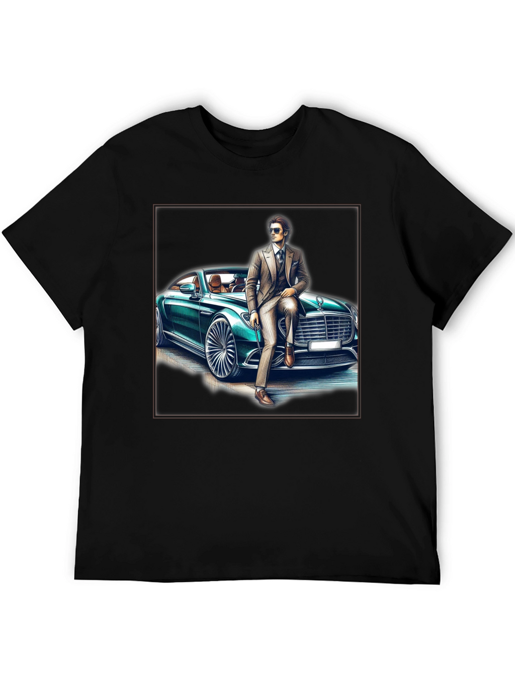 Stylish Man & Car Graphic Tee