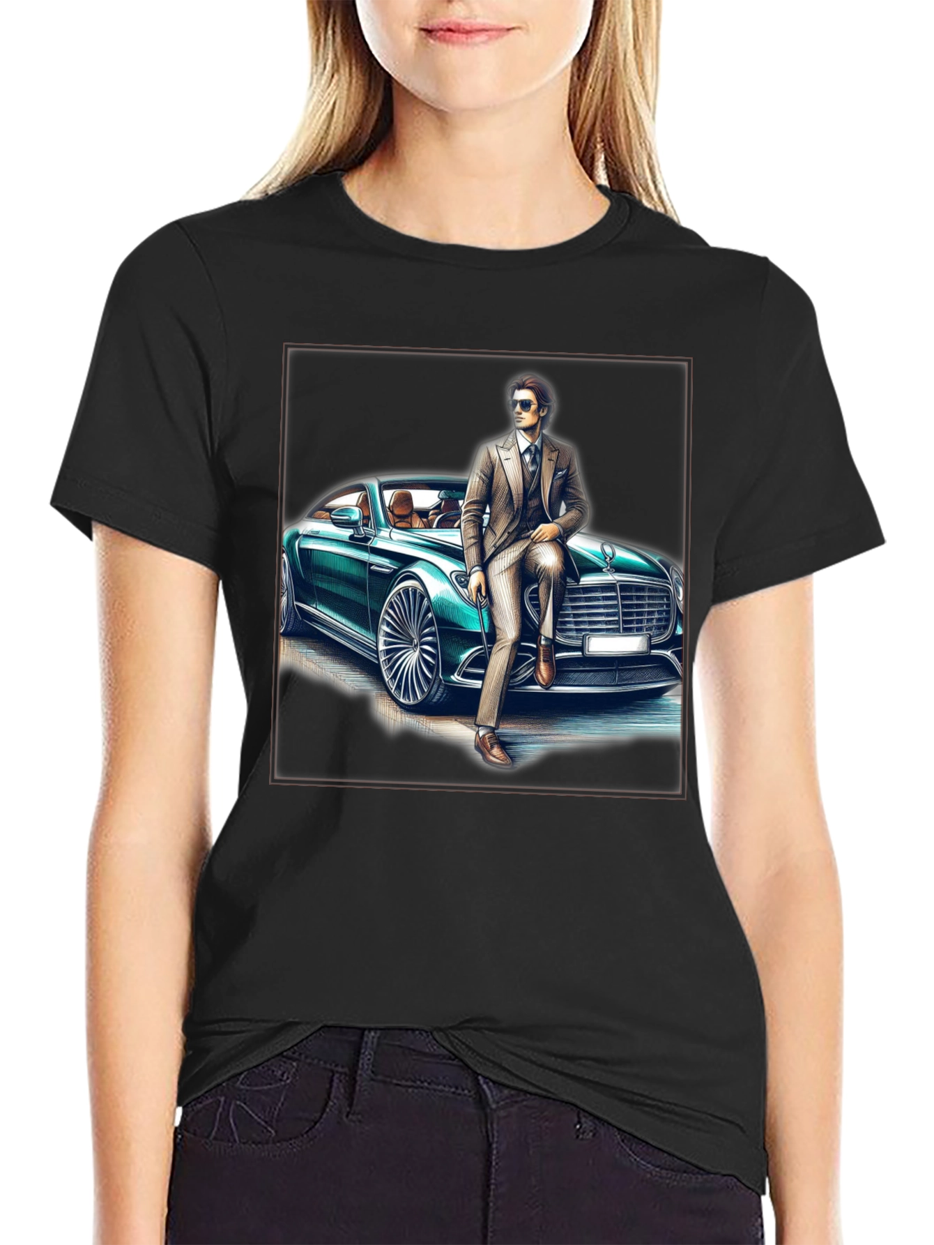 Stylish Man & Car Graphic Tee