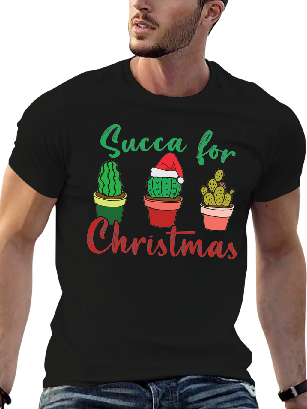 Succa For Christmas T-Shirt - Cactus Holiday Tee