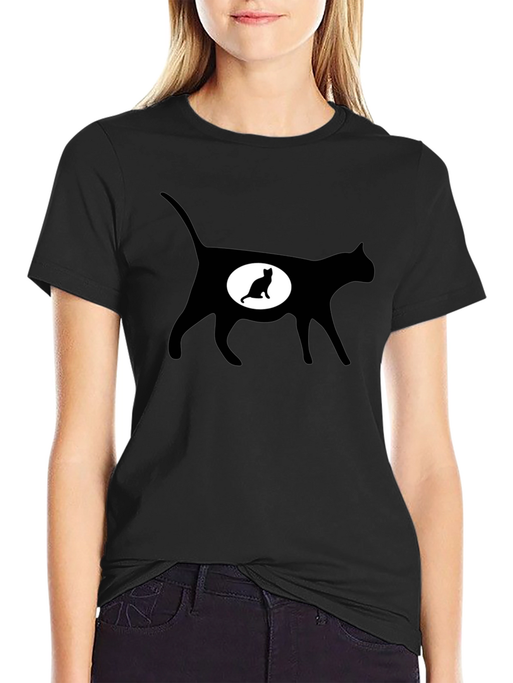 Cat Silhouette T-Shirt - Expecting Kitten