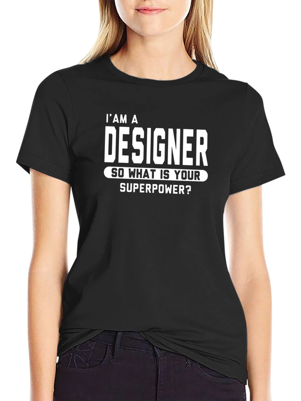 Designer Superpower Graphic Tee - Black Cotton Casual T-Shirt