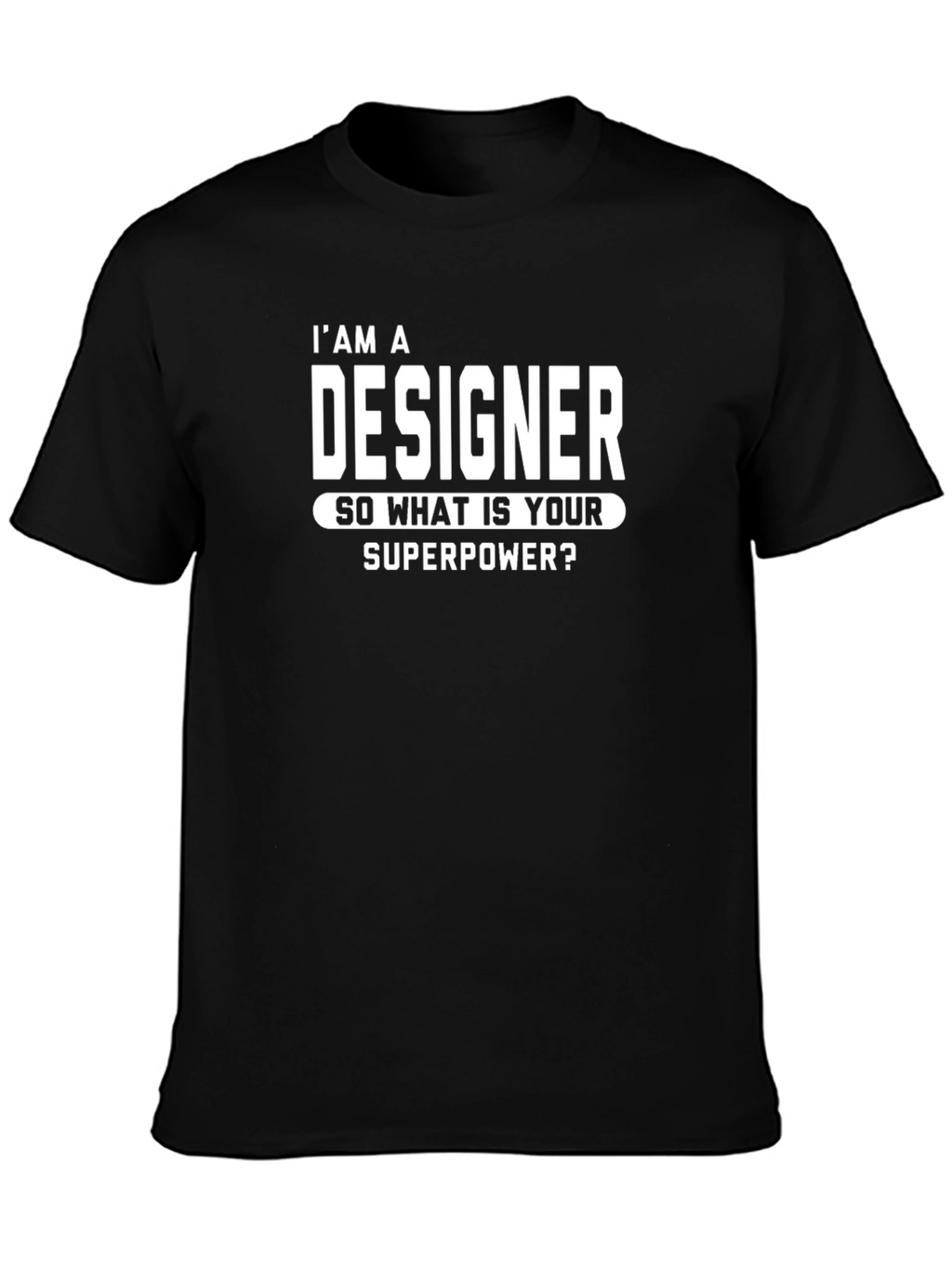 Designer Superpower Graphic Tee - Black Cotton Casual T-Shirt