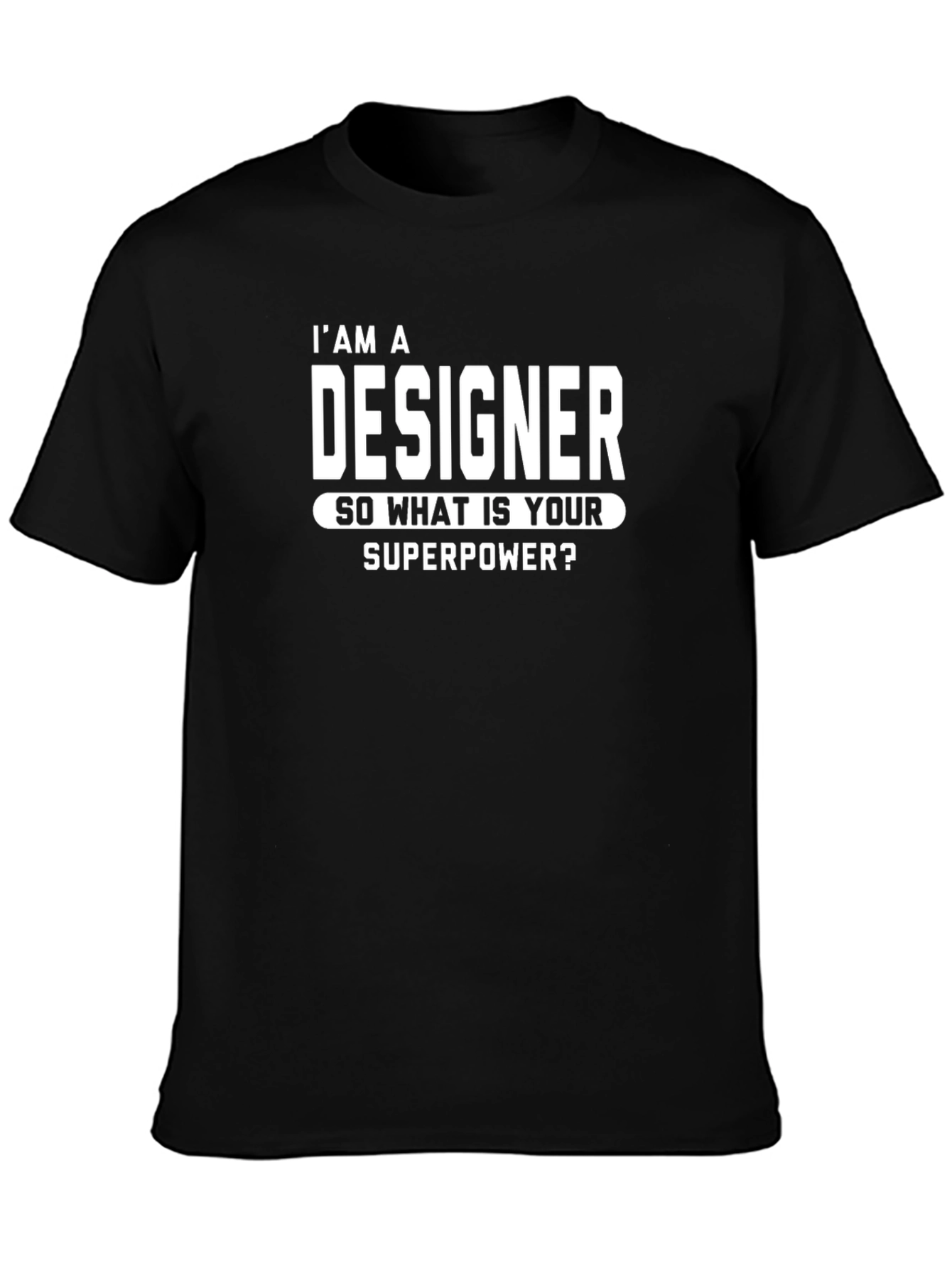 Designer Superpower Graphic Tee - Black Cotton Casual T-Shirt