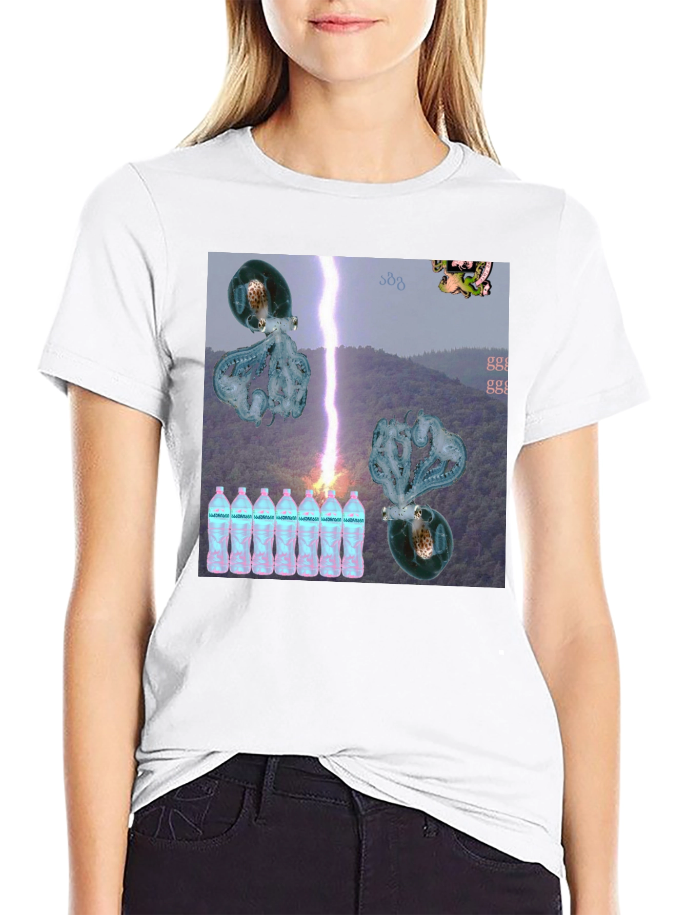 Surreal Octopus Lightning Storm Graphic Tee