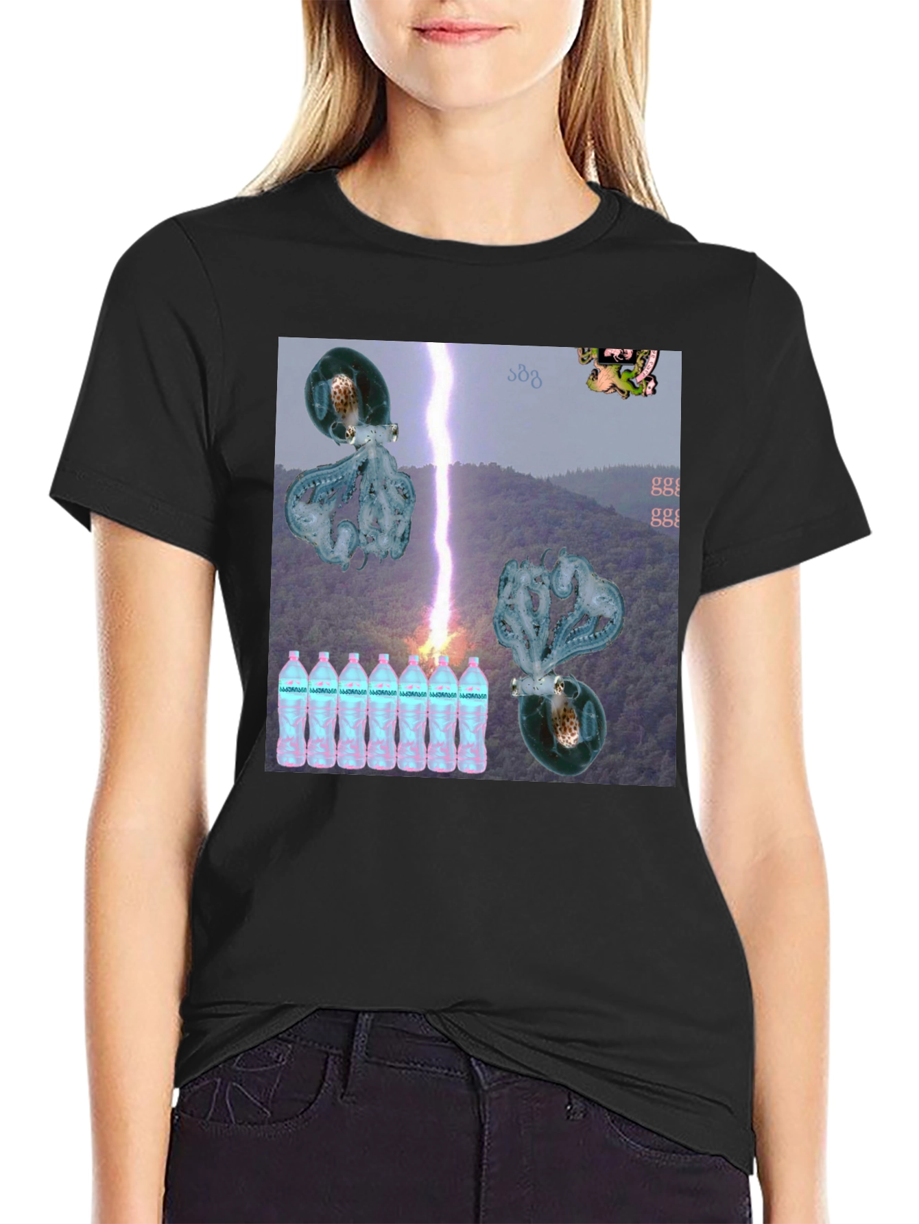 Surreal Octopus Lightning Storm Graphic Tee