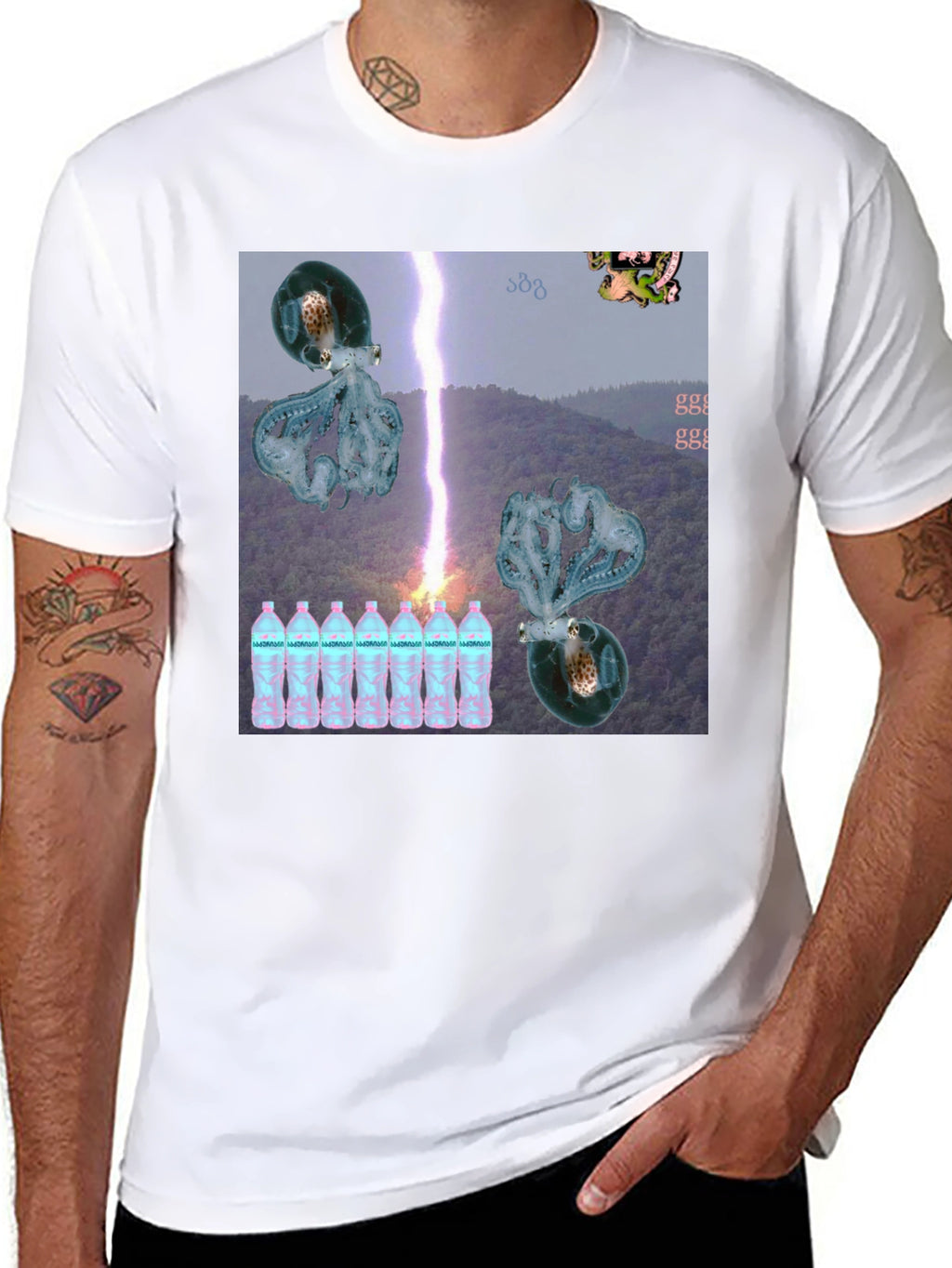 Surreal Octopus Lightning Storm Graphic Tee
