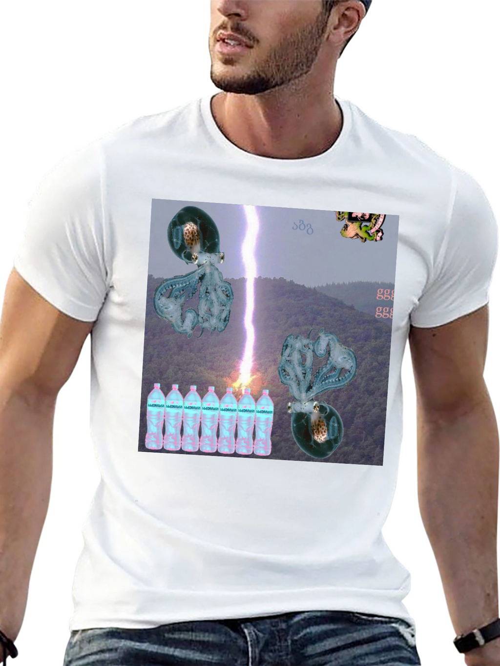 Surreal Octopus Lightning Storm Graphic Tee