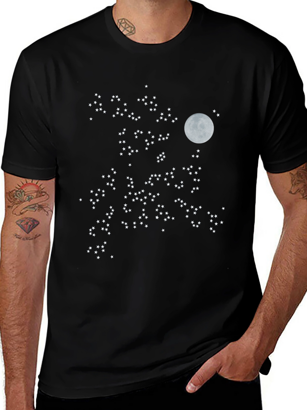 Starry Night T-Shirt - Moon & Stars Design