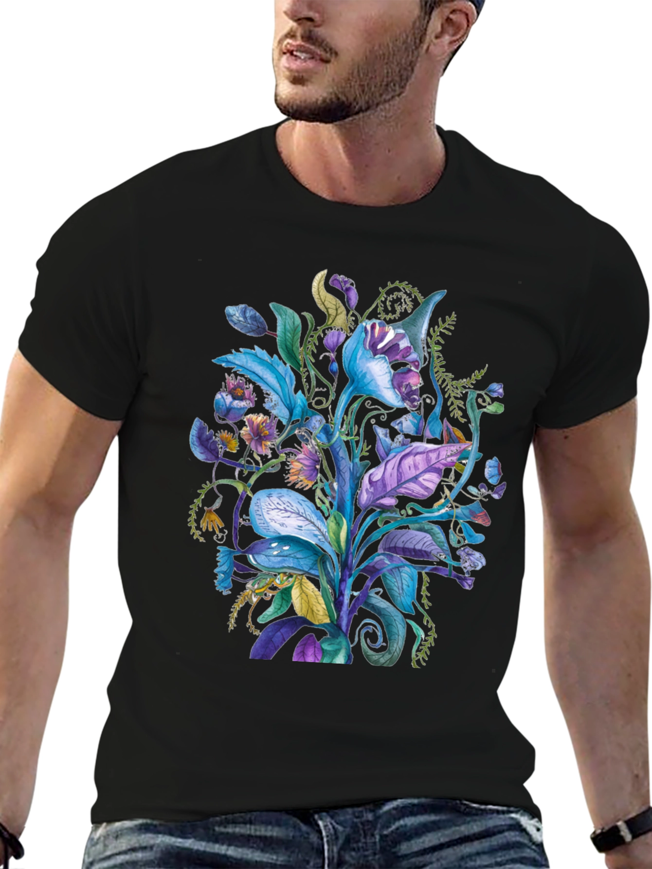Floral Fantasy Tee - Unique Plant Design