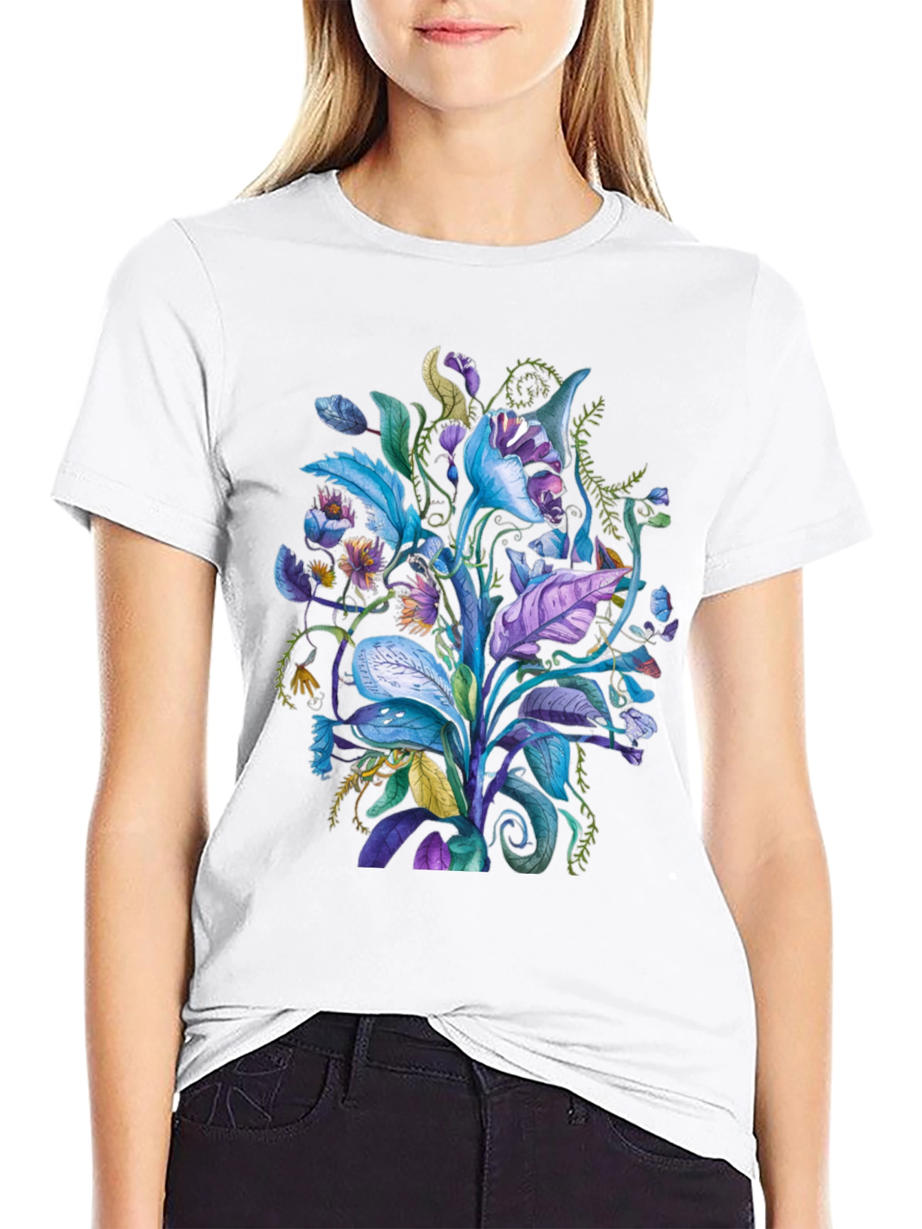 Floral Fantasy Tee - Unique Plant Design