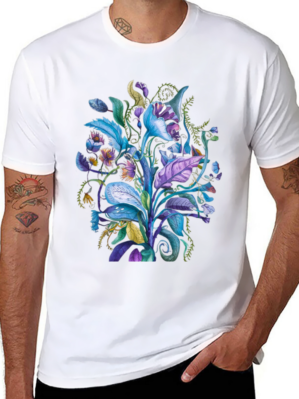 Floral Fantasy Tee - Unique Plant Design