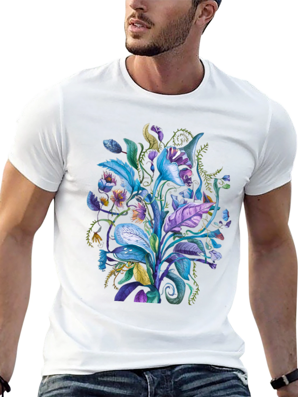 Floral Fantasy Tee - Unique Plant Design