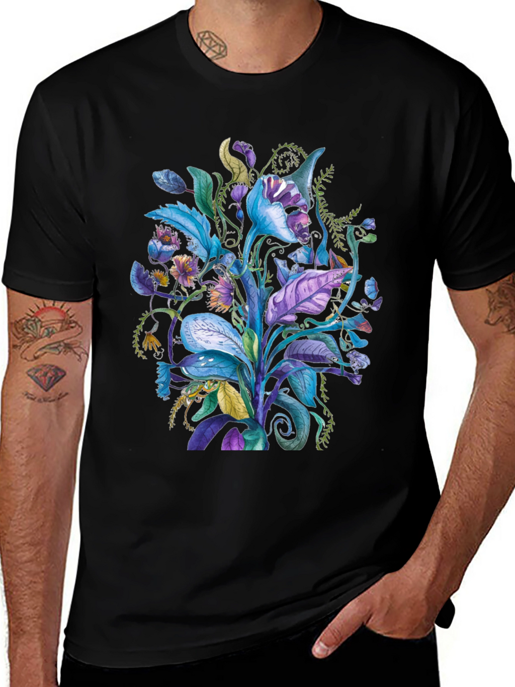 Floral Fantasy Tee - Unique Plant Design