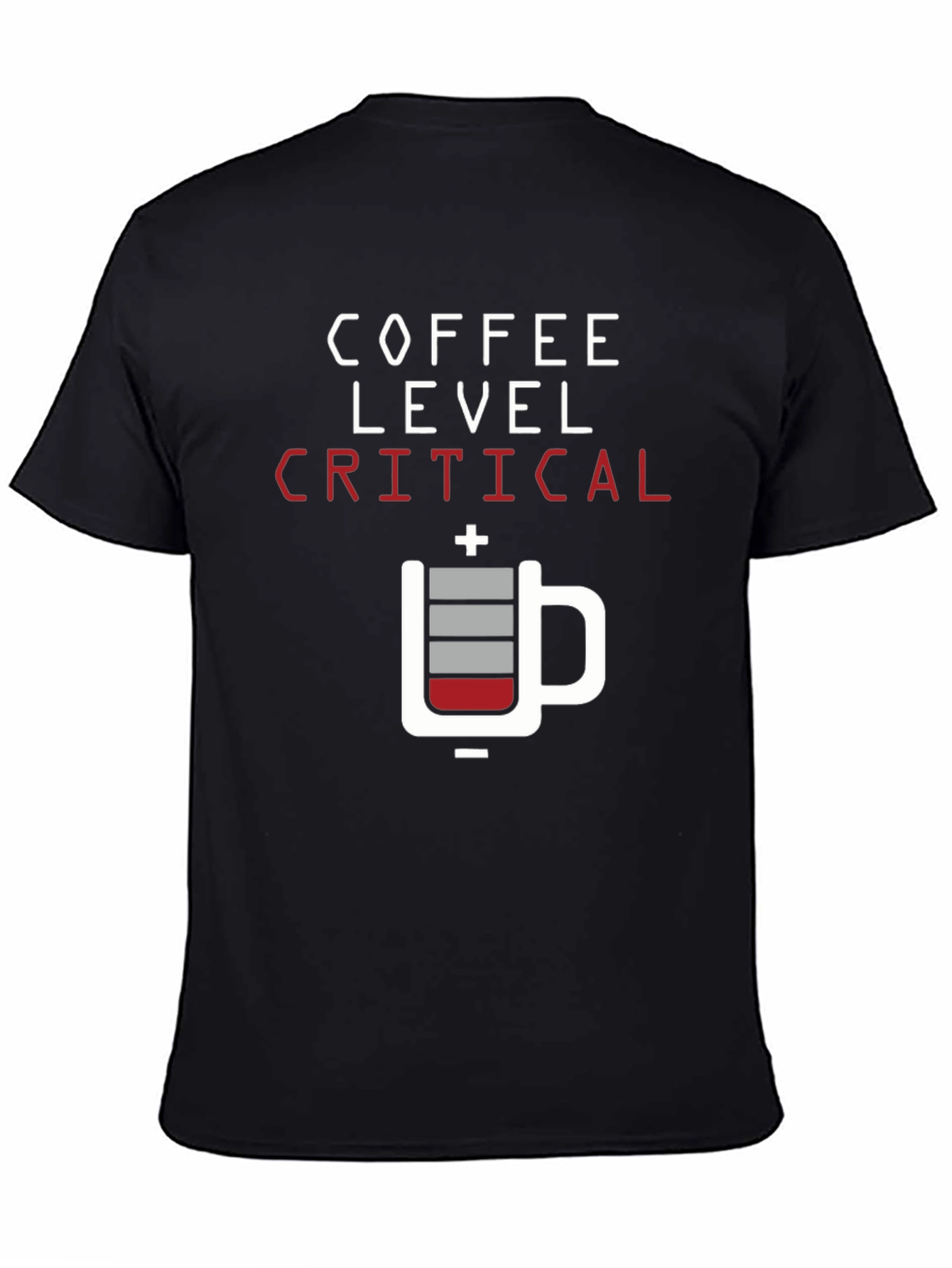 Coffee Level Critical Graphic Tee - Black Cotton T-Shirt