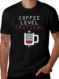 Coffee Level Critical Graphic Tee - Black Cotton T-Shirt