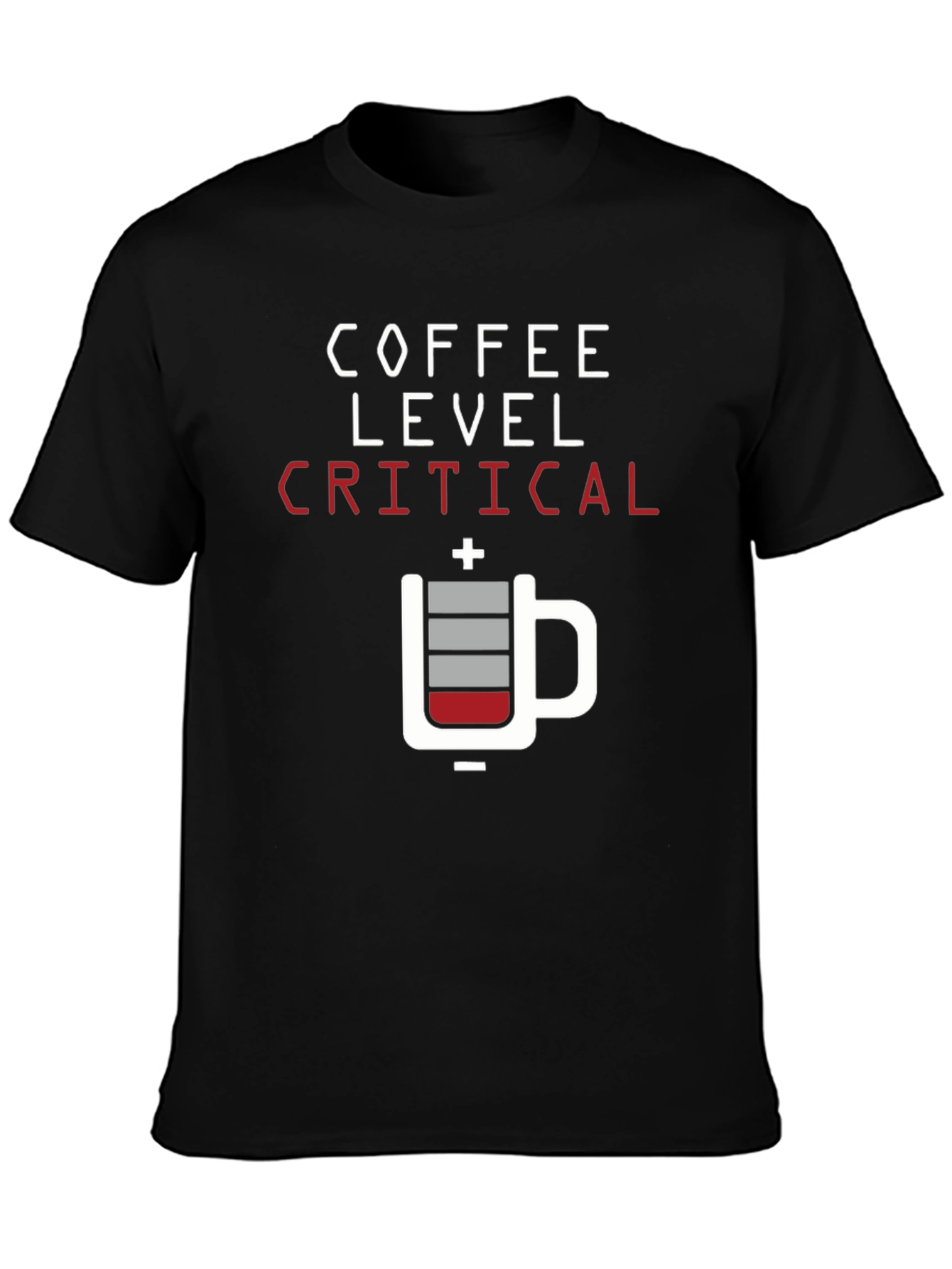 Coffee Level Critical Graphic Tee - Black Cotton T-Shirt
