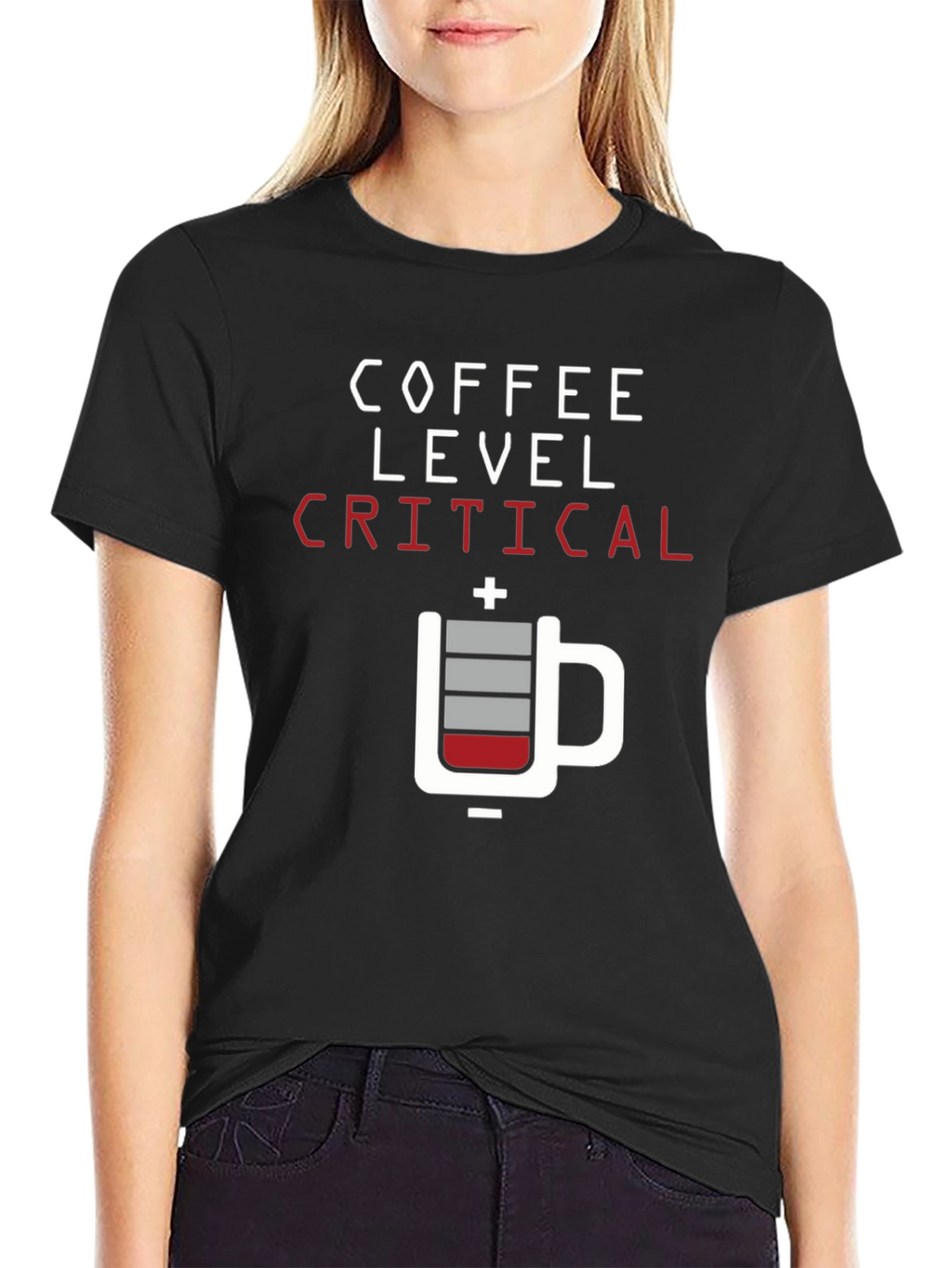 Coffee Level Critical Graphic Tee - Black Cotton T-Shirt