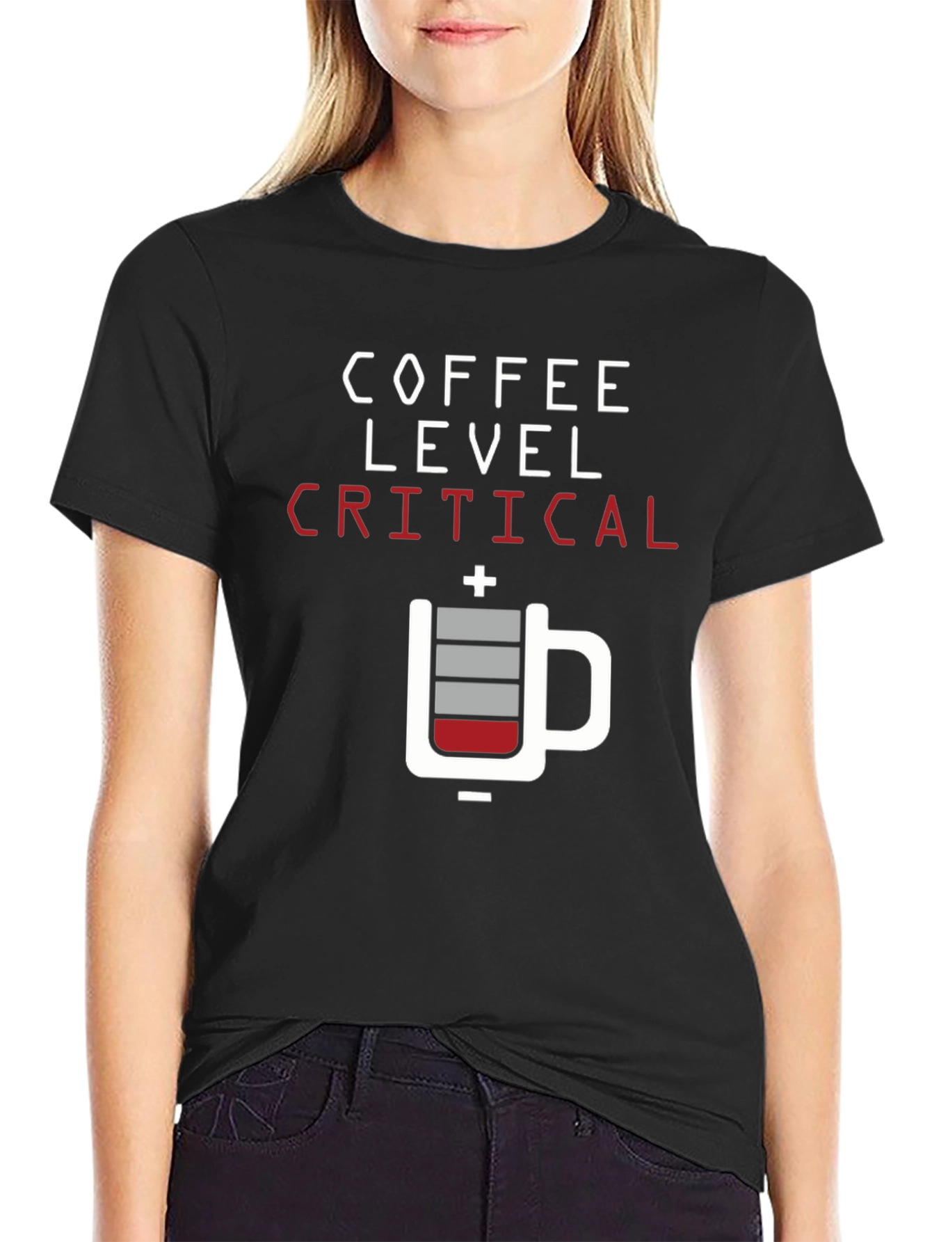 Coffee Level Critical Graphic Tee - Black Cotton T-Shirt