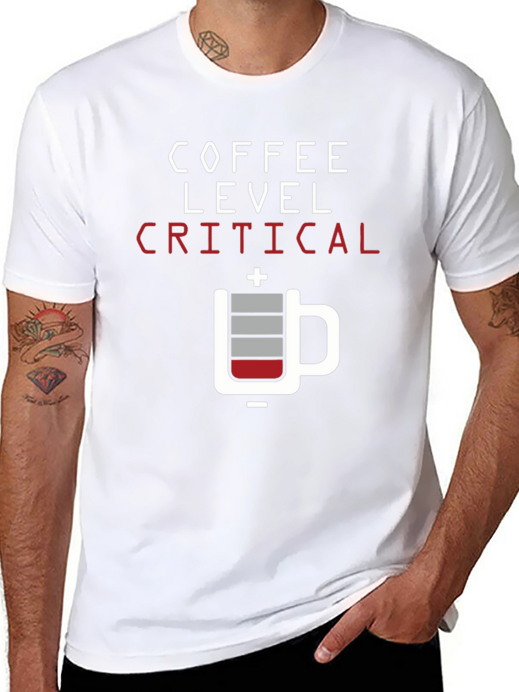 Coffee Level Critical Graphic Tee - Black Cotton T-Shirt