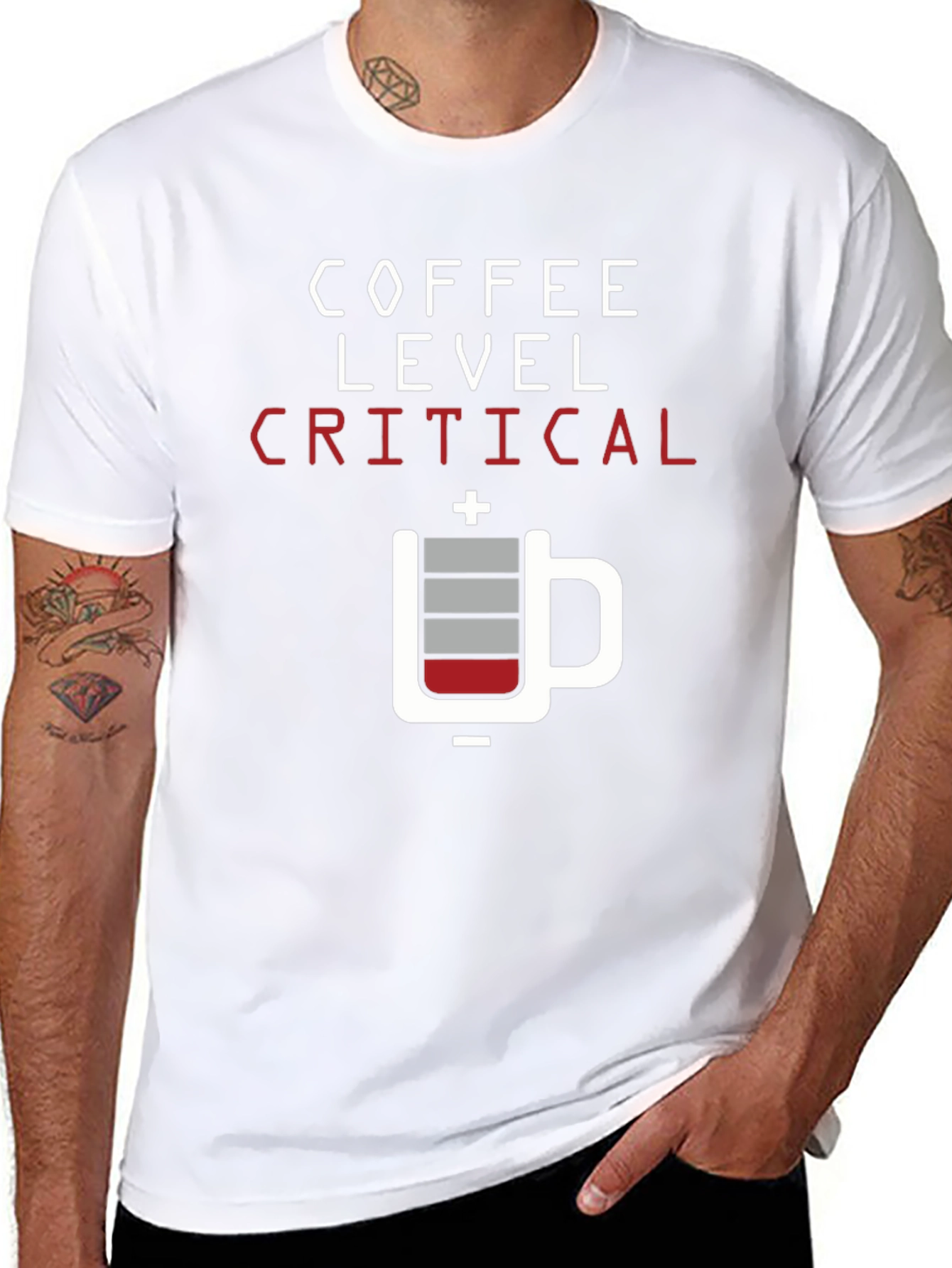 Coffee Level Critical Graphic Tee - Black Cotton T-Shirt