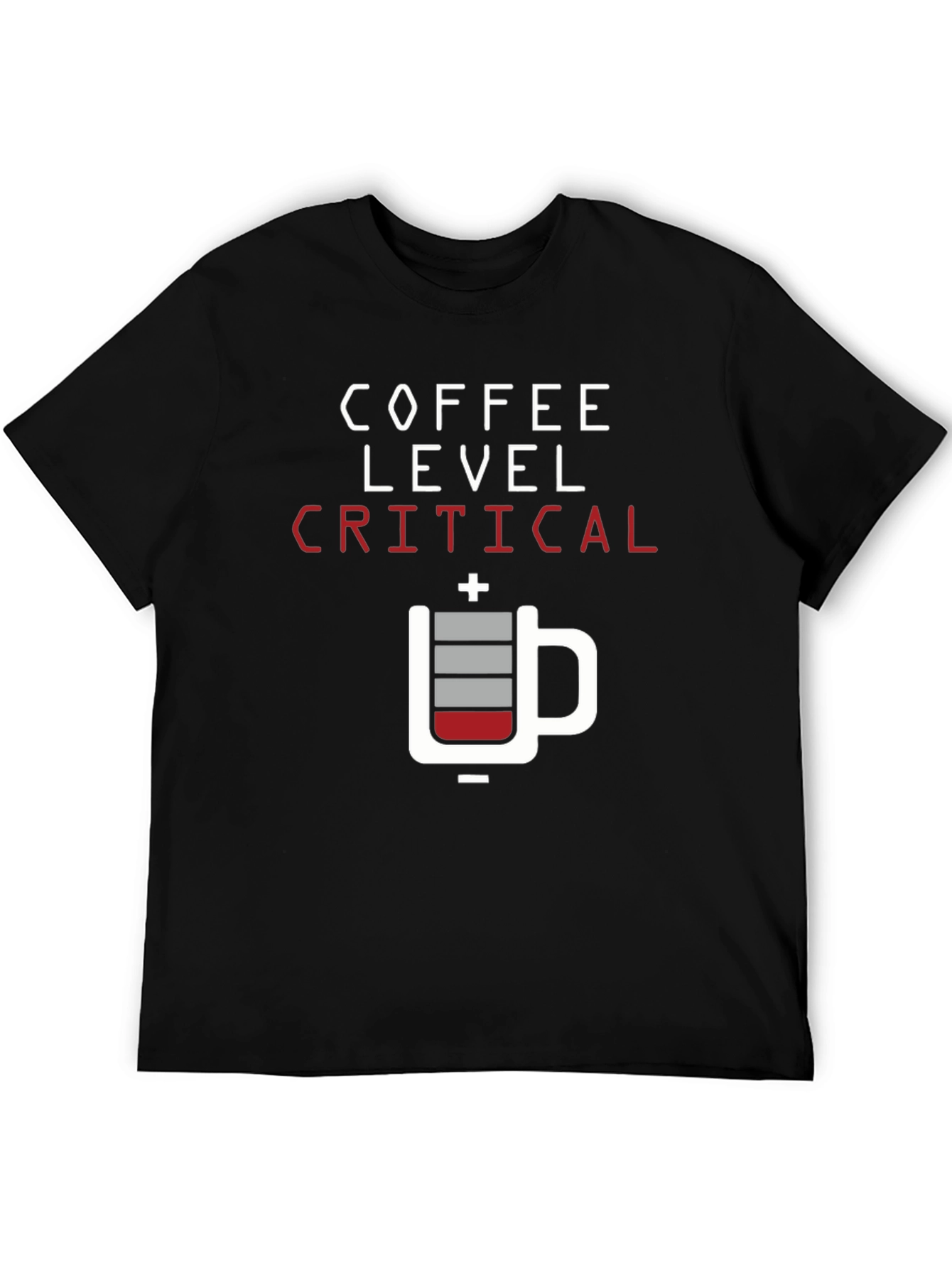 Coffee Level Critical Graphic Tee - Black Cotton T-Shirt