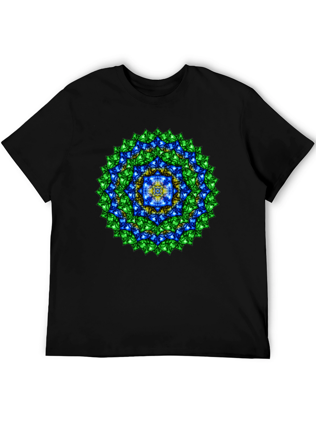 Mandala Gemstone Print Black T-Shirt