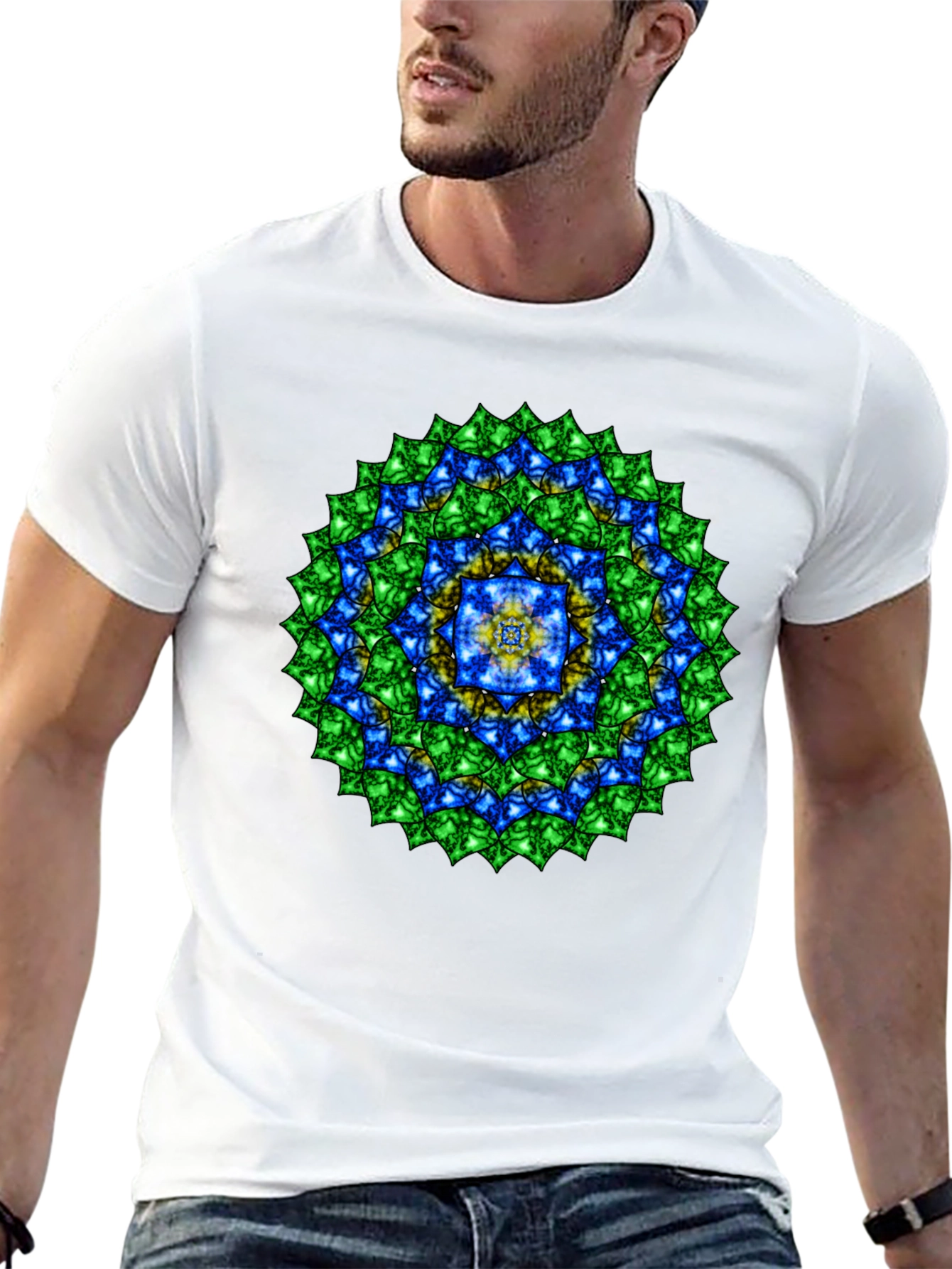 Mandala Gemstone Print Black T-Shirt