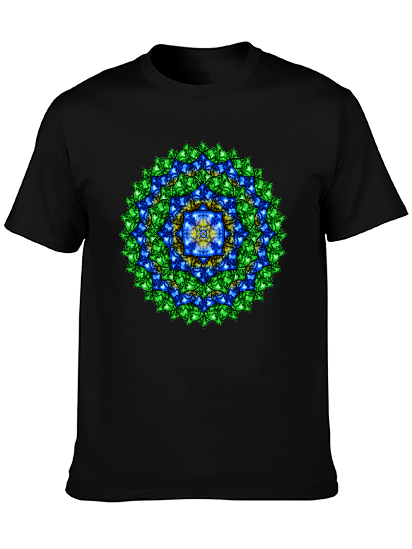 Mandala Gemstone Print Black T-Shirt