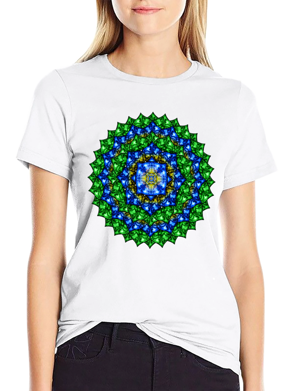 Mandala Gemstone Print Black T-Shirt
