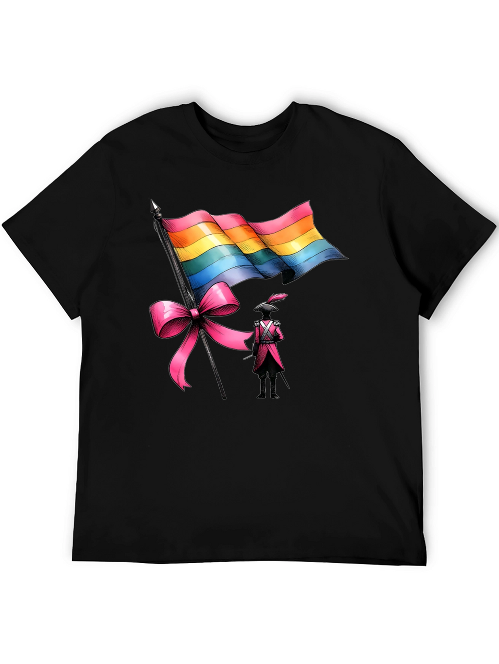 LGBTQ+ Pride T-Shirt with Flag and Soldier Design