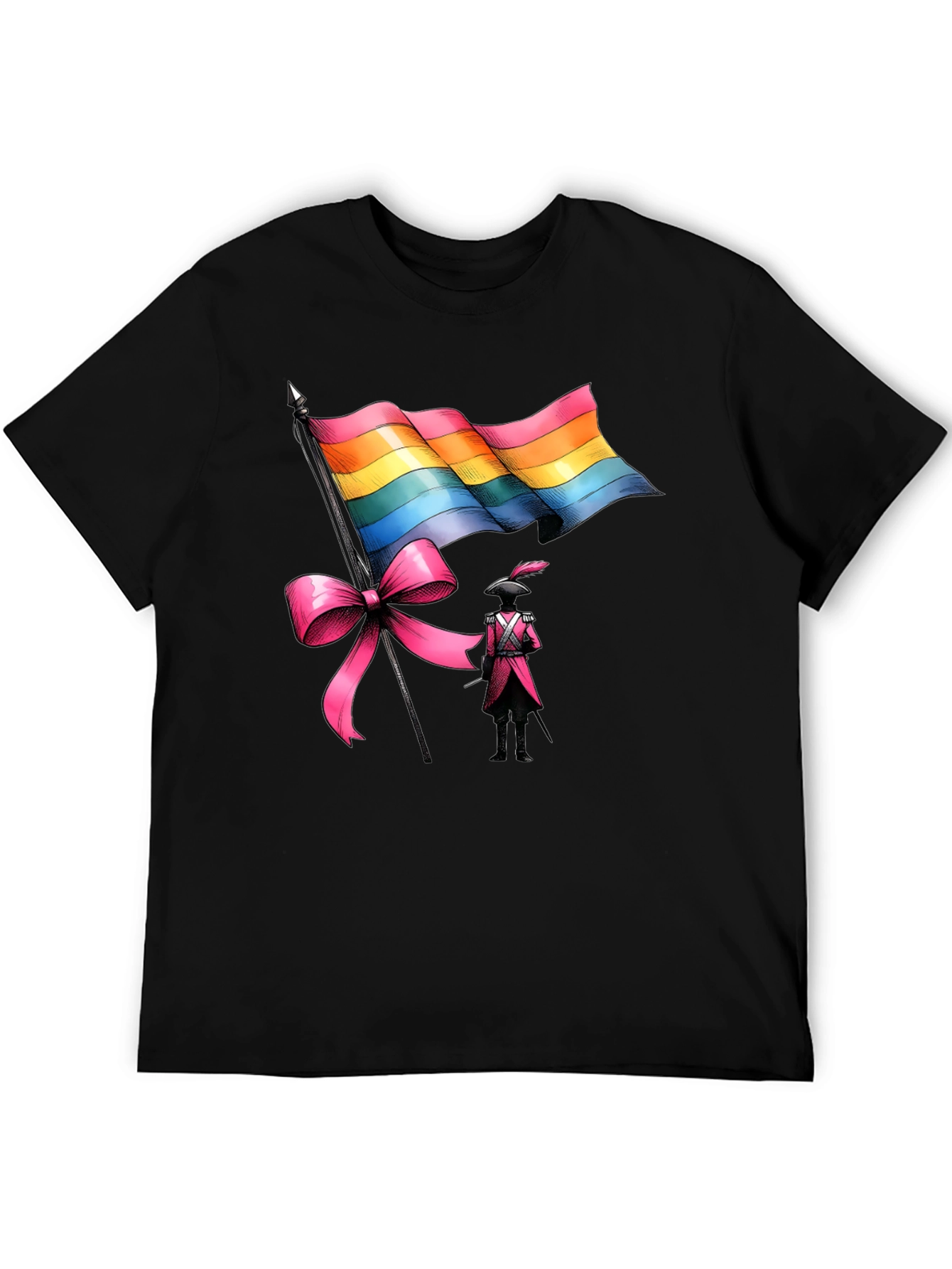 LGBTQ+ Pride T-Shirt with Flag and Soldier Design