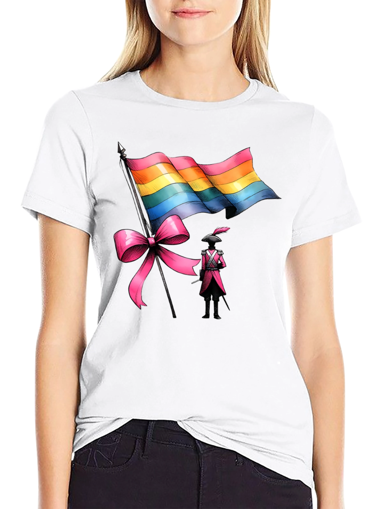 LGBTQ+ Pride T-Shirt with Flag and Soldier Design