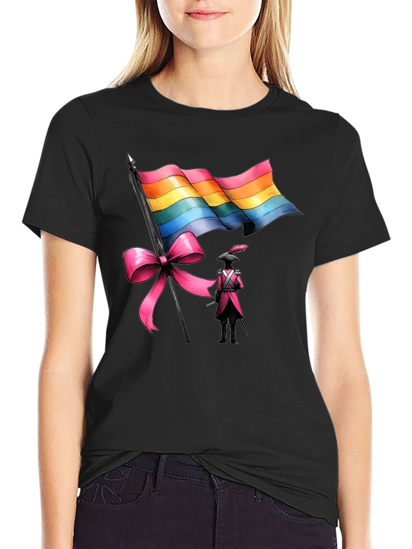LGBTQ+ Pride T-Shirt with Flag and Soldier Design