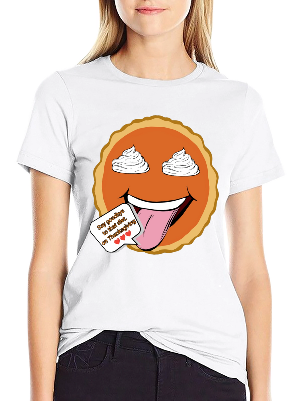 Thanksgiving Pumpkin Pie Emoji Graphic T-Shirt