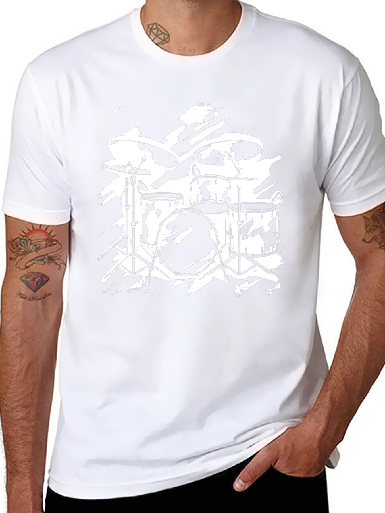 Drum Kit Graphic T-Shirt - Rock Band Style