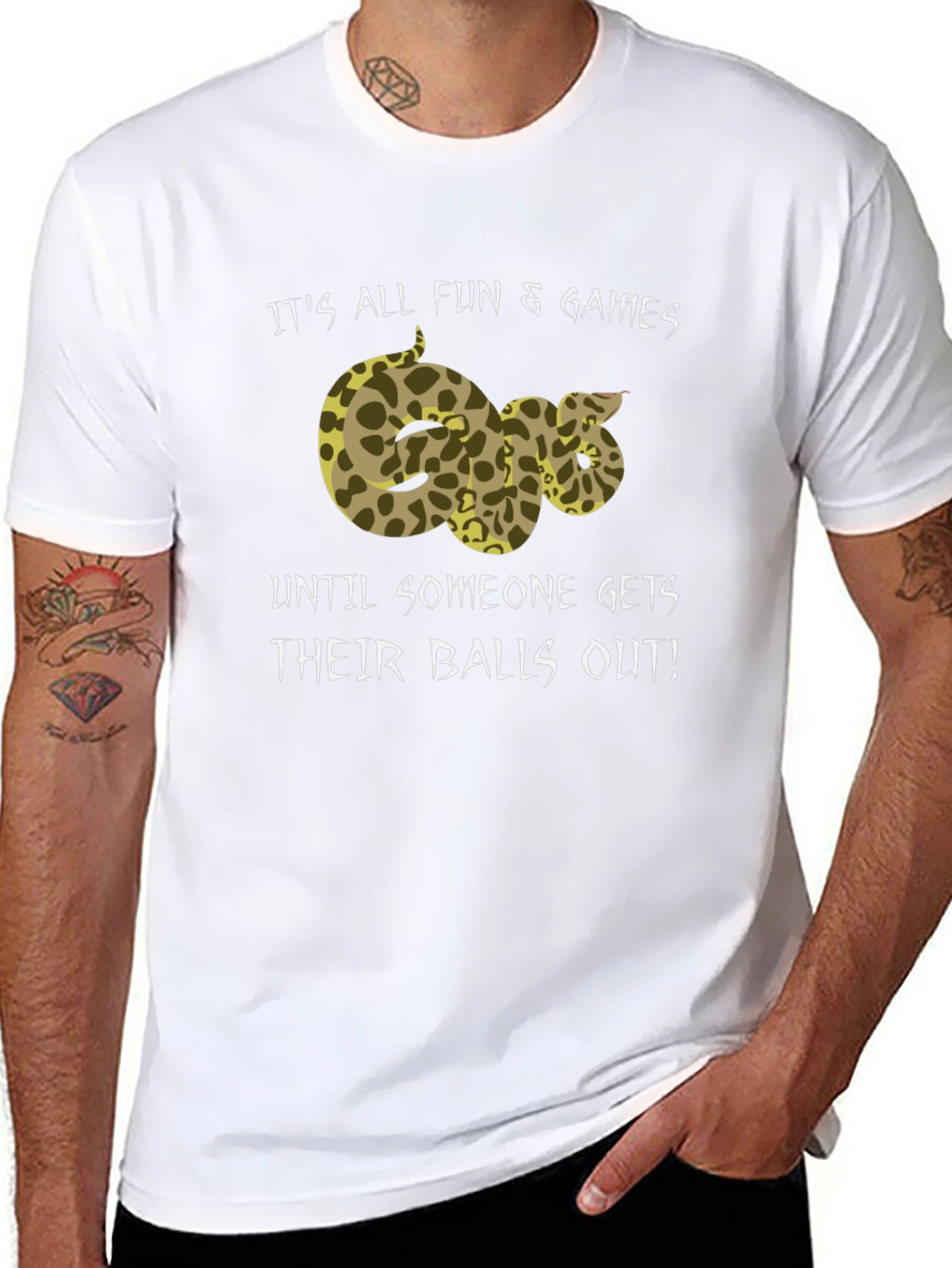 Funny Snake Graphic T-Shirt - Its All Fun & Games