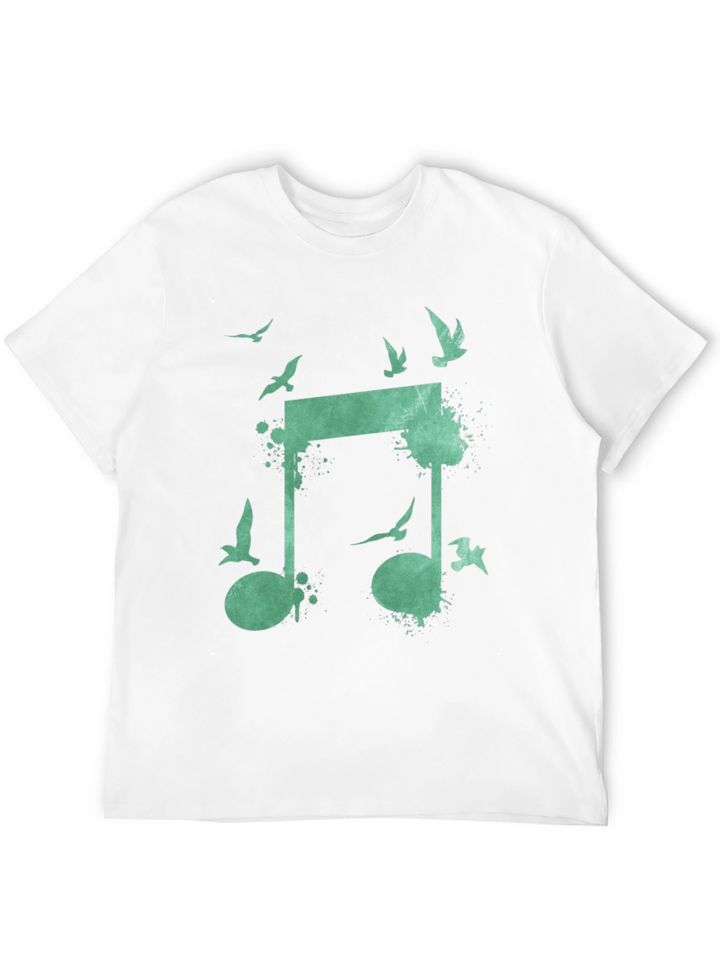 Musical Birds Graphic Tee - Black Cotton T-Shirt