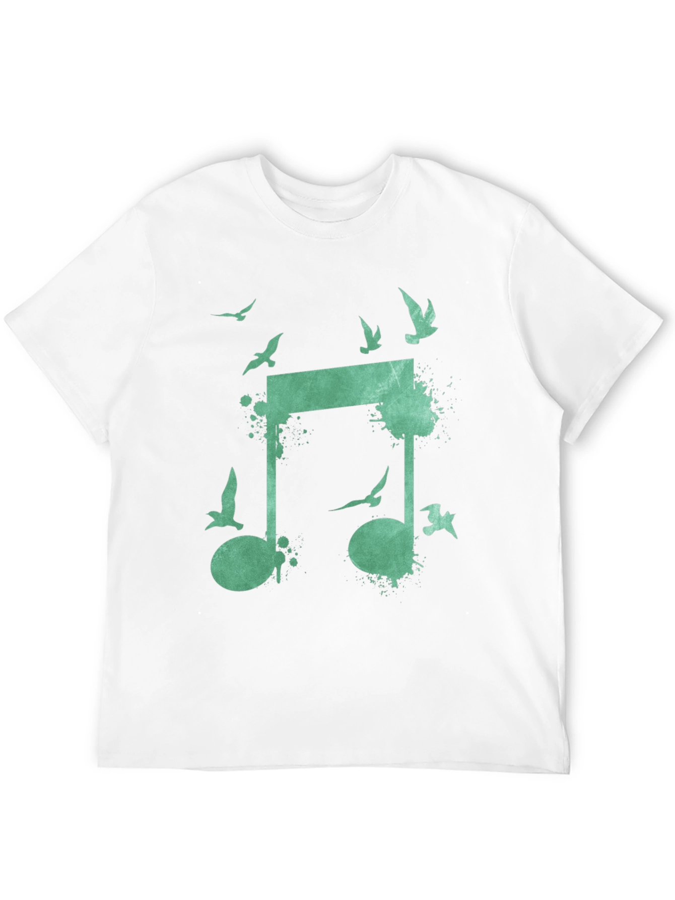Musical Birds Graphic Tee - Black Cotton T-Shirt