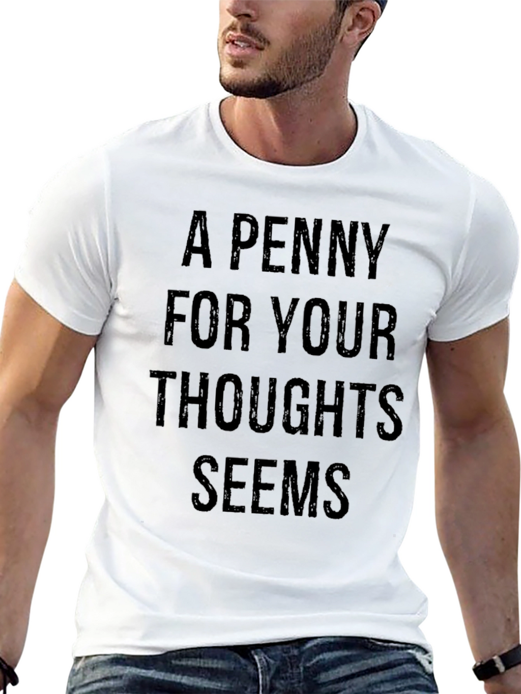 A Penny For Your Thoughts Black Graphic T-Shirt