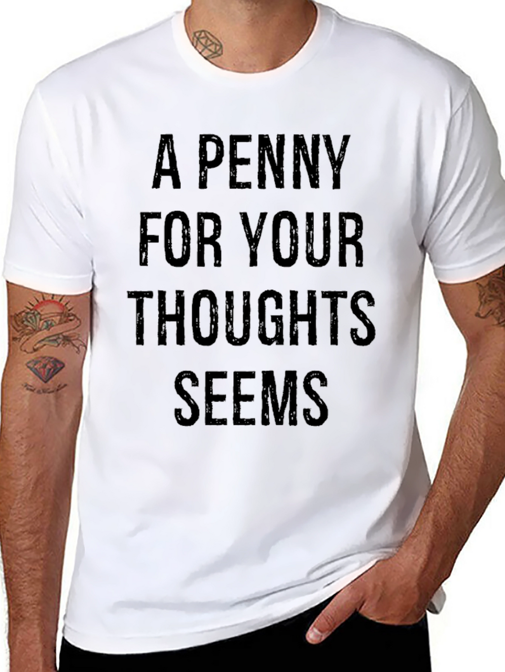 A Penny For Your Thoughts Black Graphic T-Shirt