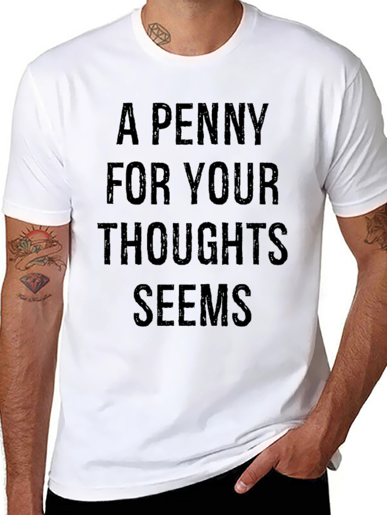 A Penny For Your Thoughts Black Graphic T-Shirt
