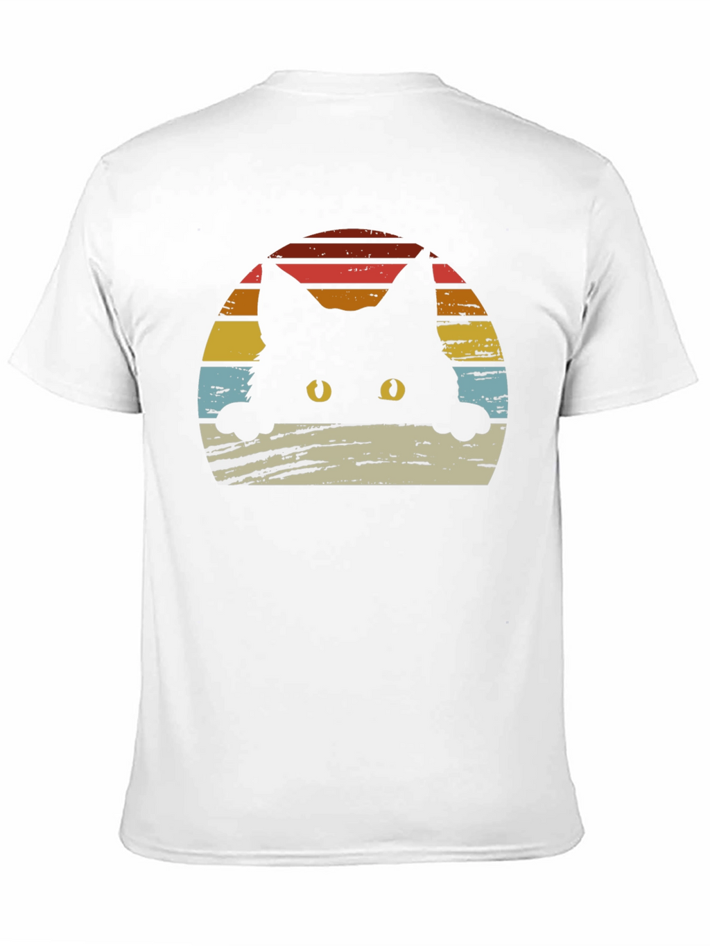 Retro Cat Sunset Graphic Tee - Black Cotton Blend