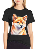 Shiba Inu Dog Graphic Tee - Soft Cotton Blend