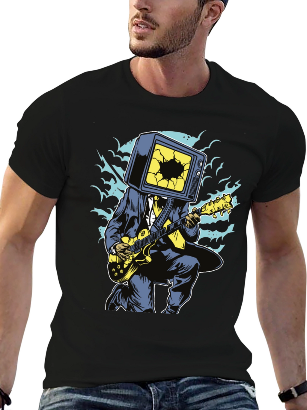 Cool Graphic Tee - TV Head Guitarist