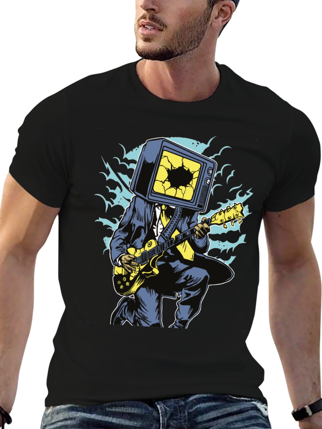 Cool Graphic Tee - TV Head Guitarist