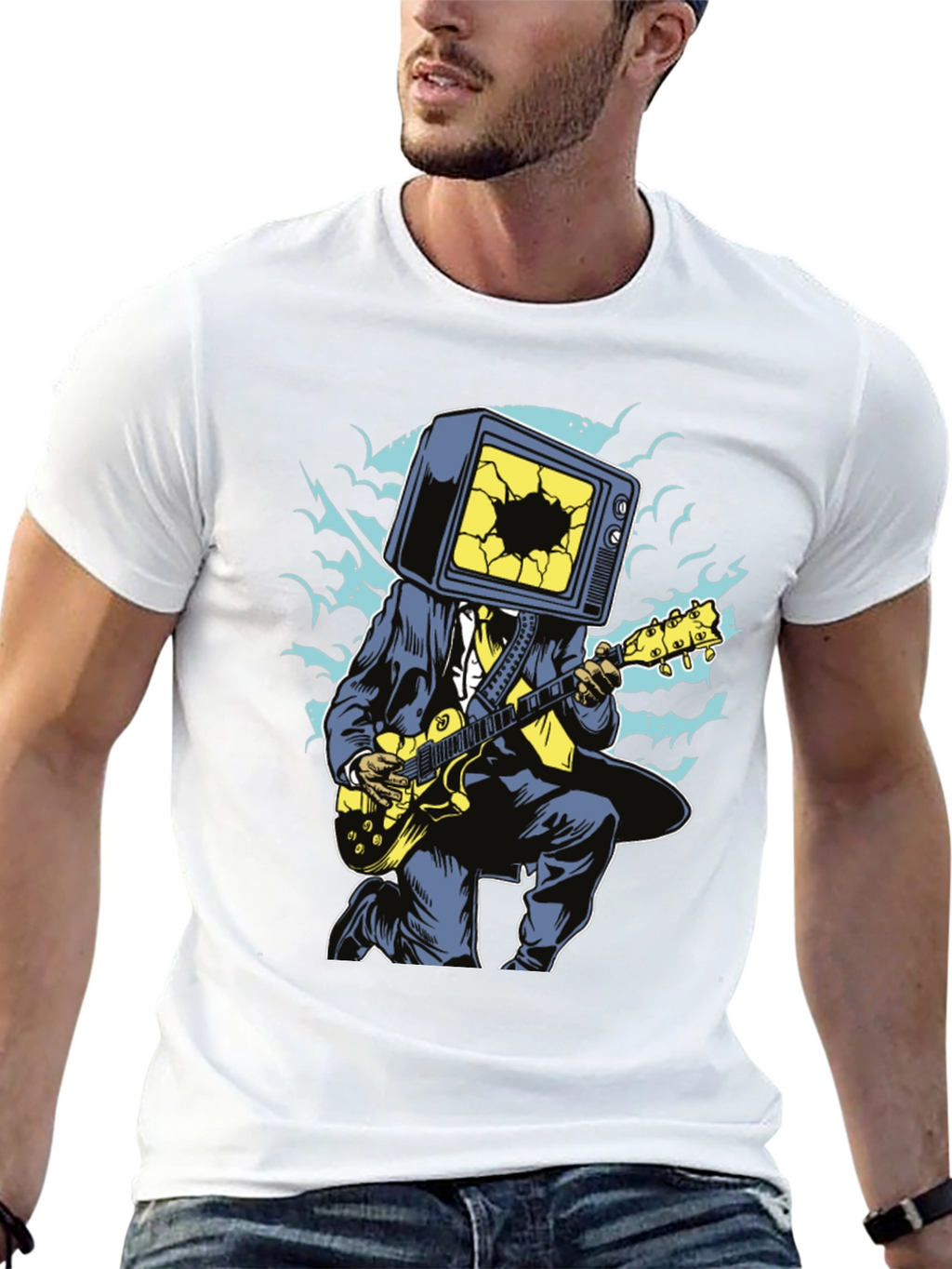 Cool Graphic Tee - TV Head Guitarist