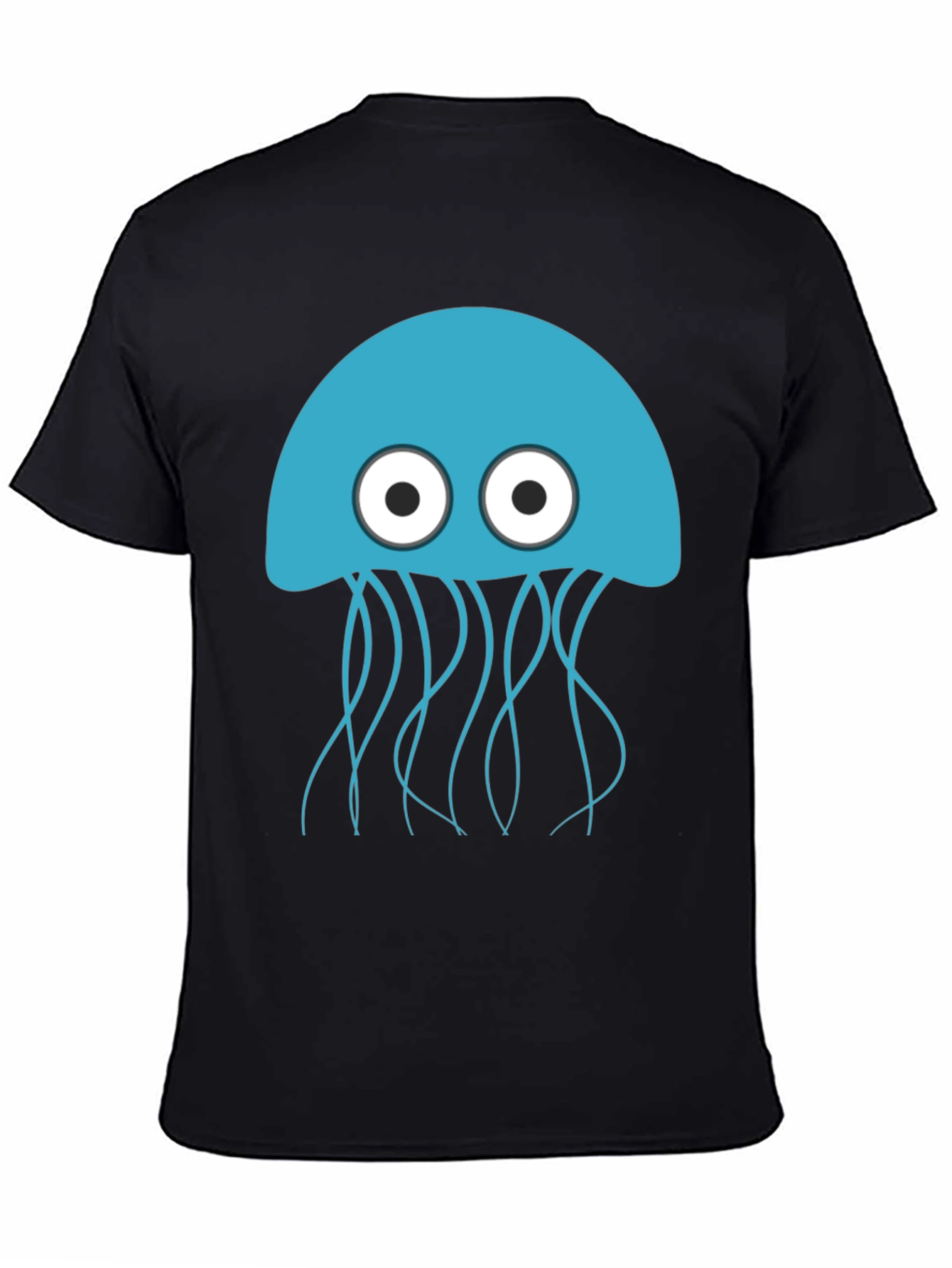 Blue Jellyfish Graphic Black T-Shirt - Mens Casual Wear