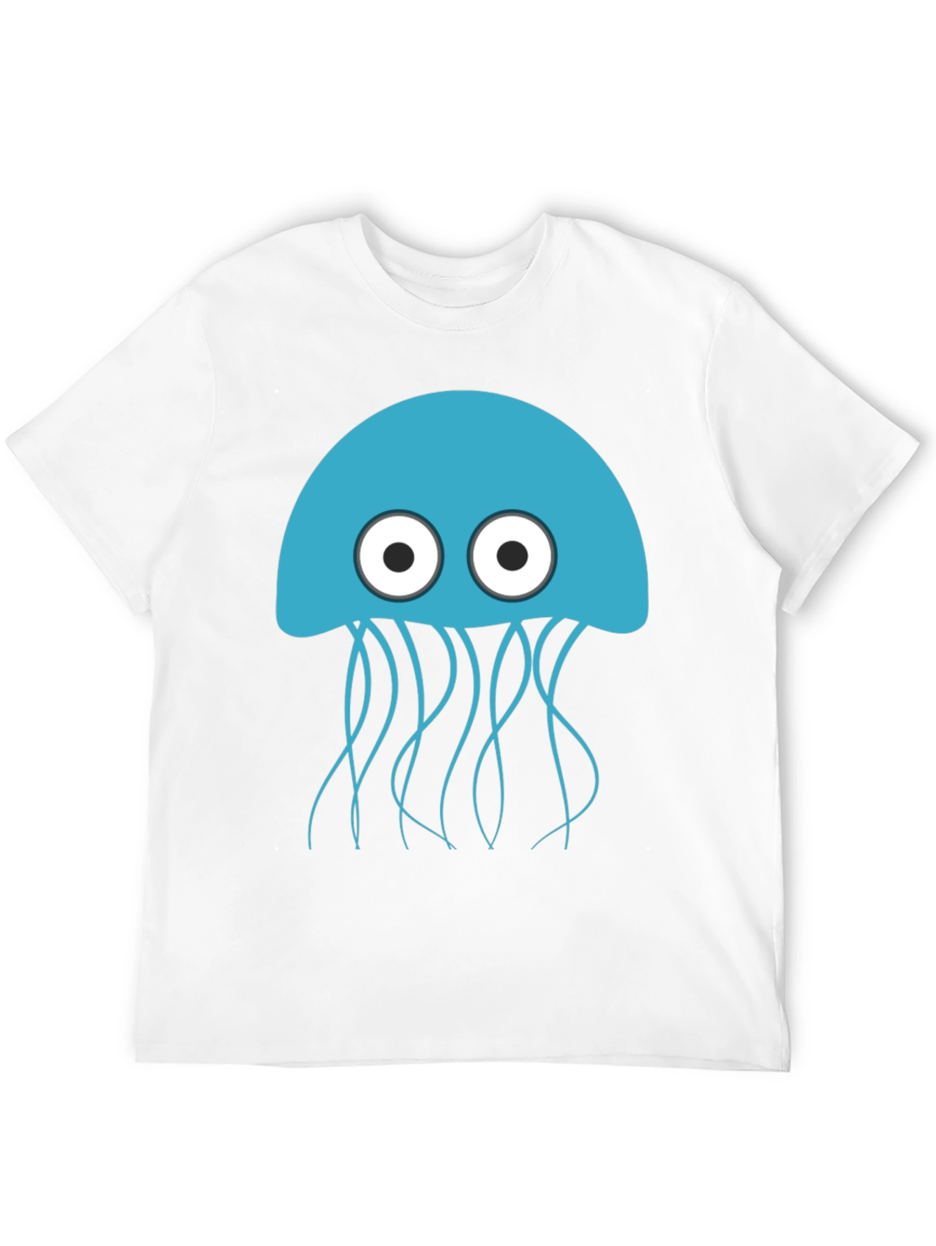 Blue Jellyfish Graphic Black T-Shirt - Mens Casual Wear