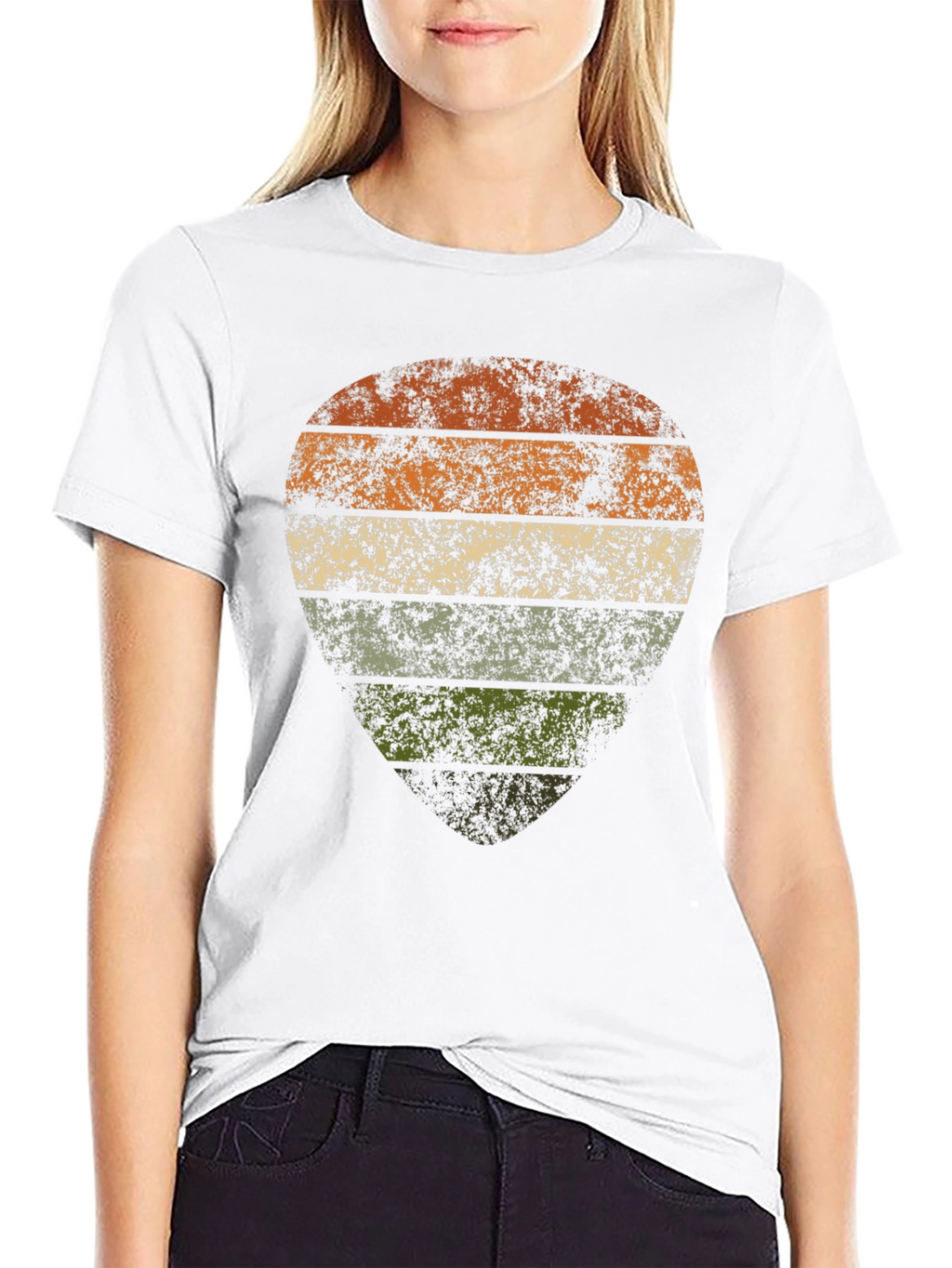 Retro Striped Guitar Pick Graphic T-Shirt