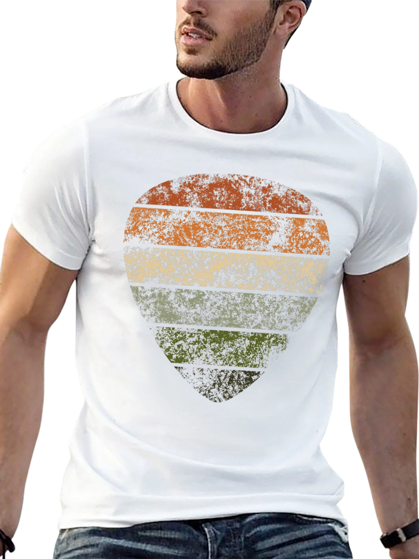 Retro Striped Guitar Pick Graphic T-Shirt